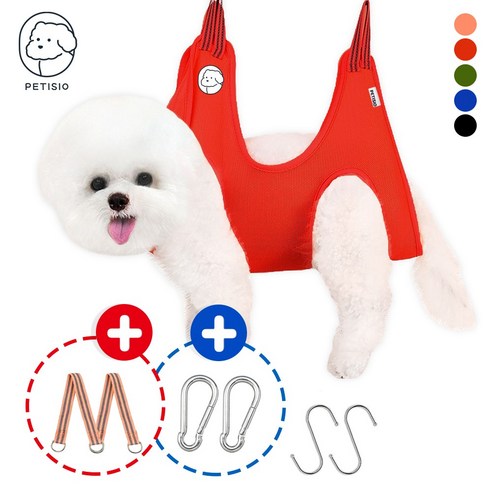 쁘띠시오 강아지미용거치대 고양이 애견 강아지 미용 발톱 발톱깎이 해먹 테이블 거치대 의자, 2. 레드, 1개, S