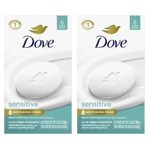 도브 센서티브 모이스처라이징 크림 뷰티 바, 106g, 12개