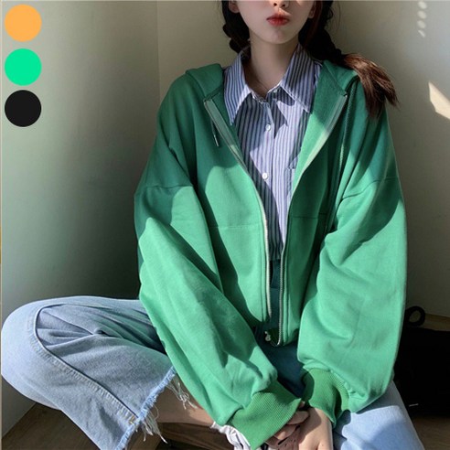 0 velys 여성용 루즈핏 기본템 후드집업 CSU1231