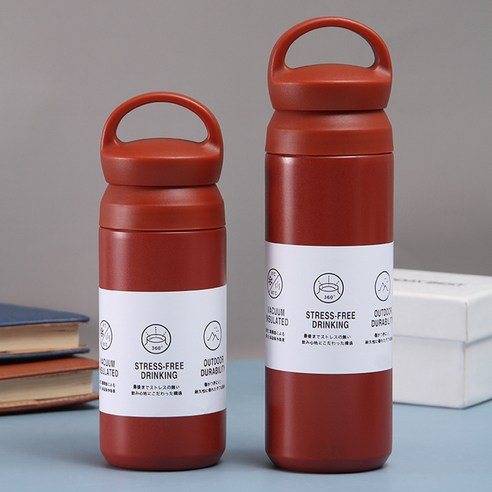 리노 고급 보온 보냉 텀블러 초등 손잡이 350ml, 레드, 1개
