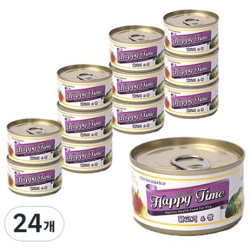 해피타임 강아지 간식캔 100g, 닭고기 + 쌀 혼합맛, 24개
