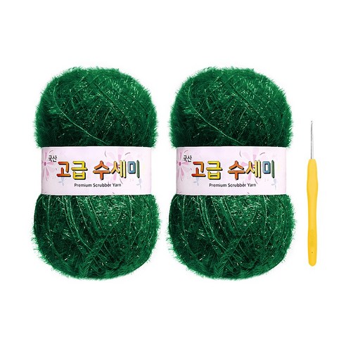 울클럽 별꽃수세미 DIY 고급수세미실 80g 2볼 + 코바늘 6호 (동영상제공), 104진초록