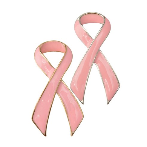 2X 브로치 핀 에나멜 리본 유방암 의식 형제단 컬러 로즈