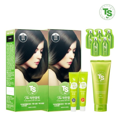 TS 더착한염색 튜브타입 120g 2개+트리트먼트 200ml 1개+샴푸6g 5개, 5호 자연흑갈색