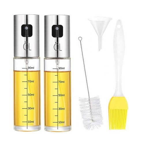 Retemporel 오일 스프레이 병 주방 요리에 사용되는 100Ml 304 스테인리스 스틸 유리병(2팩), 1개