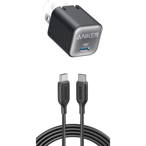 Anker Powerline III USBC to 케이블 6ft 60W 급속 충전 USB C GaN 충전기 30W 511 나노3 PIQ 3.0 접이식 PPS 블랙