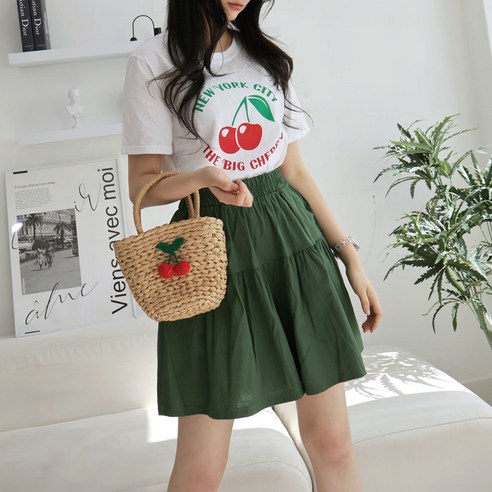 메리앤유 큐티한 셔링밴드 디테일 플레어라인 치마반바지