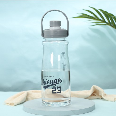 1.5L 야외 스포츠 공간 컵 여름 고온 누출 방지 플라스틱 컵 대용량 체육관 여행 주전자, 밝은 회색 2033, 1500ml