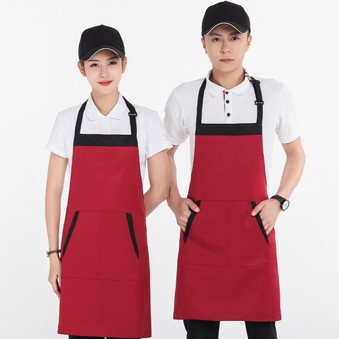 ANKRIC 방수앞치마 앞치마 방오 작업복 앞치마 홀더더럽다., 와인 레드