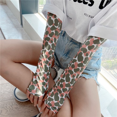 DFMEI 스마일 썸머 여자 아이스 슬리브 커버 암 선셋 캐릭터 드라이빙 인스 아이스 슬리브, DFMEI 컬러 스톤(아이스 타입)