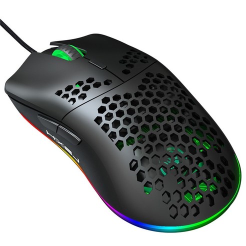 [SW] 하이엔드 경량 USB 유선 게이밍 마우스 RGB 마우스 6400 인치 당 점 벌집 중공 컴퓨터 노트북 화이트 블랙 매크로 프로그래밍, black-with box, 하나