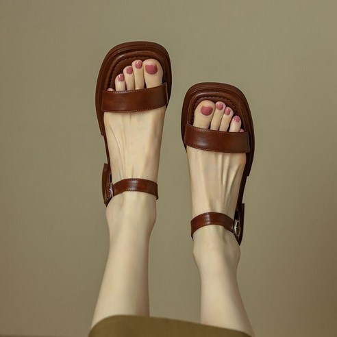 ANYOU 여성 여름 샌들 발편한 쿠션 통굽 슬리퍼 스트랩 굽이 높다 3CM