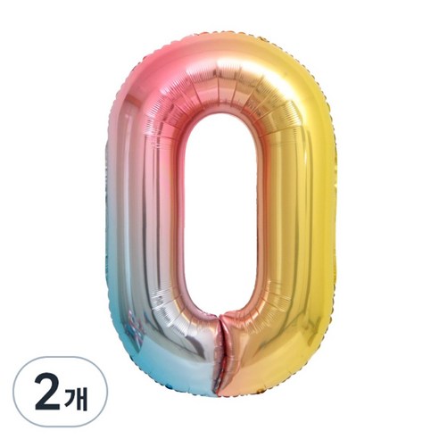 에스엠파티 2개입 100cm 대형 숫자풍선 0, 1개, 레인보우(2개입)