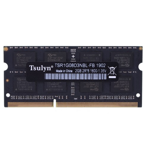 Youmine Tsulin DDR3 DDR3L 노트북 Sodimm Ram 메모리(2GB/1.35V), 검은 색