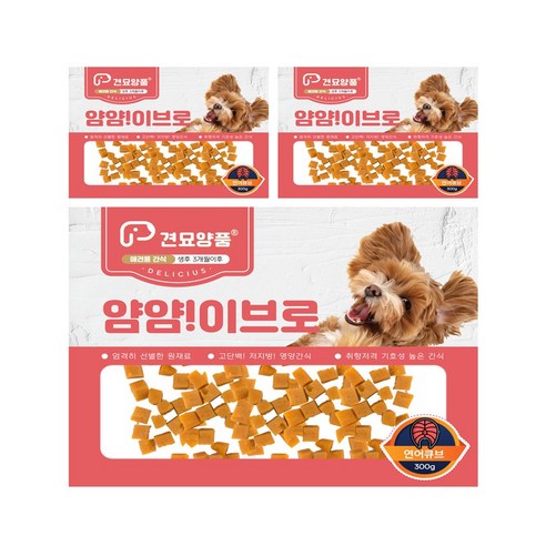 피플펫 강아지져키 견묘양품 얌얌이브로 4가지맛, 3개, 300g, 연어큐브x3개
