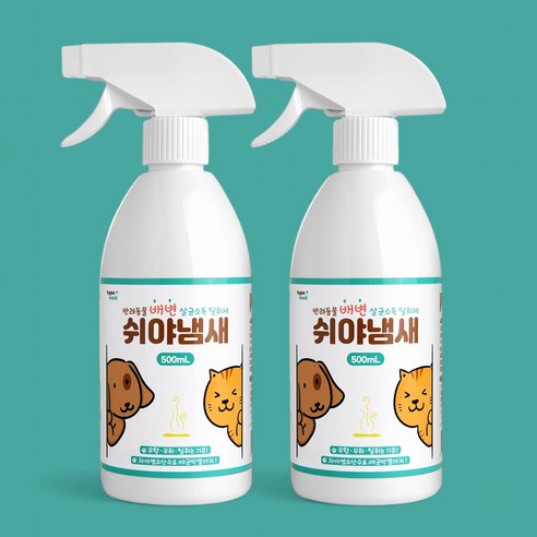 쉬야냄새 강아지 배변실수 살균 탈취제 500ml 오줌 배변 냄새 제거, 2개