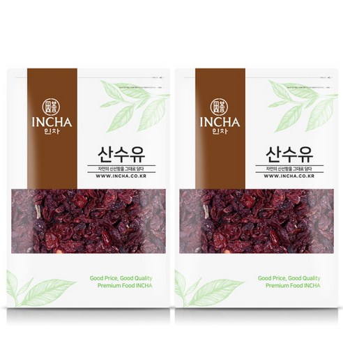 [인차] 국내산 산수유 산수유열매 차 600g(300g X 2팩) 산수유차, 2개