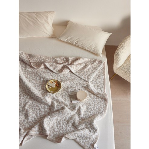 smy담요 퀼트 라이트 럭셔리 레오파드 패턴 장식 사무실 담요 가을과 겨울 싱글 레저 침대 담요, smyBroai-베이지, 130 × 160cm