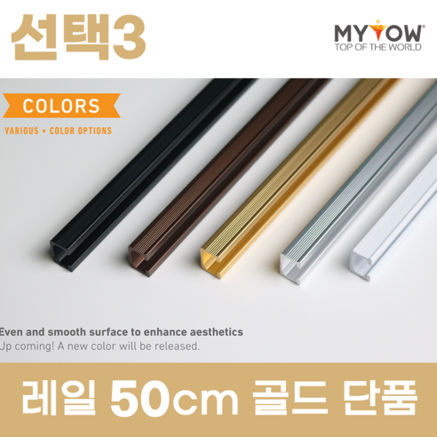 마이토우 와이어 액자걸이 레일 걸이 프리미엄 세트 50cm 100cm 액자 레일 단품 50cm 100cm 5색상 액자 걸이 4종, 선택3(50cm레일단품), 1개, 색상(골드)
