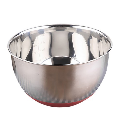 스테인레스 스틸 믹싱 볼 주방 서빙 그릇 음식 샐러드 계란 믹싱 볼, 레드, 없음 handle16cm, 스테인레스 스틸 실리콘
