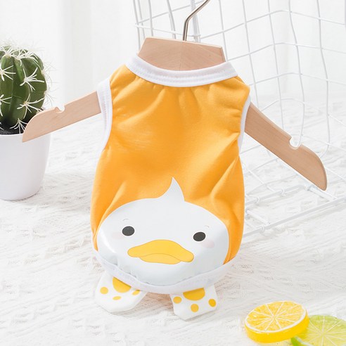 강아지나시 여름옷 나시티 실내복 고양이 티셔츠 애견 펭귄, 옐로우