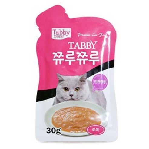 테비 고양이 간식 사료 고양이 츄르 먹이 도미 30g, 쮸루쮸루 도미 30g, 1개