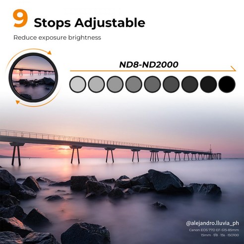 K&F 72mm NANO-X PRO ND8-2000 가변 ND필터 - 일본 AGC 글래스, 멀티 24 layer 그린코팅, 울트라 슬림 디자인