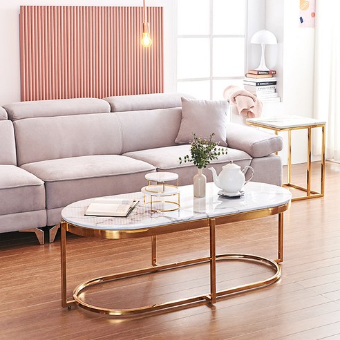 몬스 대리석 골드 타원형 소파 테이블: 공간에 예술을 더하다 대리석거실테이블