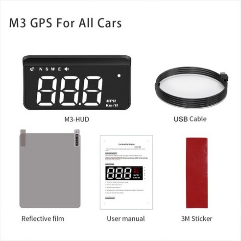 LED디스플레이WYING M3 자동 OBD2 GPS 헤드 업 자동 전자 HUD 프로젝터 디스플레이 모든 자동차에 대한 디지털 자동차 속도계, 한국, B.모든자동차용M3