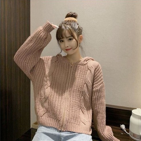 여성 니트 카디건 코트 이른 가을 2021 새로운 한국 스타일 게으른 느슨한 긴팔 스웨터