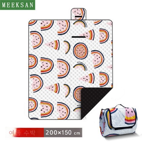 DFMWI.피크닉 매트.Picnic mat.--피크닉 매트 야외 봄나들이 평 캠핑 야취 매트 두꺼운 휴대용 전원포 방수 텐트 방습 매트, 여름수박200*150Cm