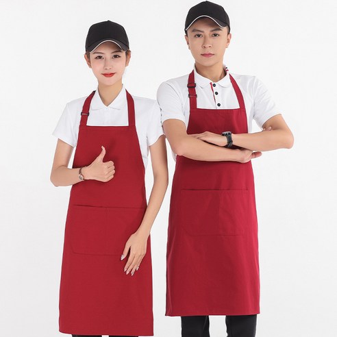 ANKRIC 앞치마 주방 홈 기름 방지 및 방오, 와인 레드