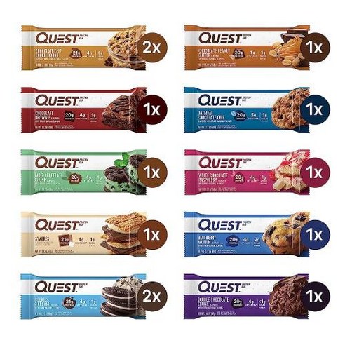 Quest Nutrition 딥 초콜릿 칩 도우 단백질 바 12개, 12 Count (Pack of 1), Chocolate
