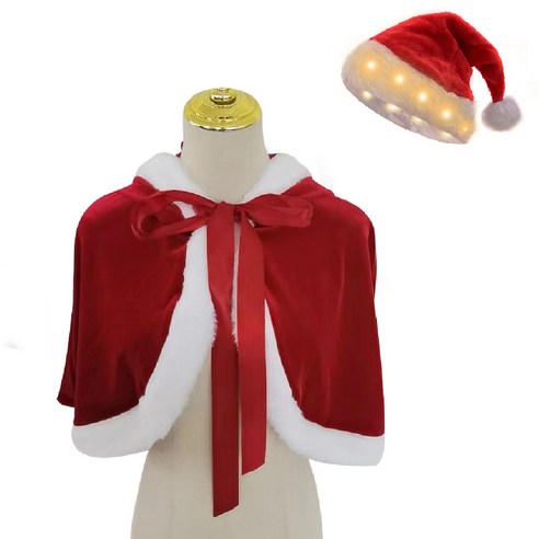 Hyades 크리스마스 코스프레 여성용 망토+모자 2종세트