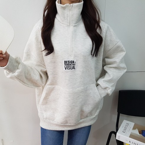 맨투맨 패치레터링 포인트 하이넥 아노락