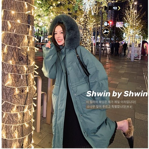 겨울 새로운 인터넷 연예인 여름 Shiwen 다운 자켓 여성용 겨울 의류 중간 길이 우아한 여우 모피 칼라 코트