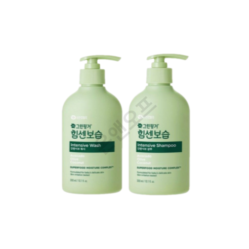 그린핑거 유아용 힘센보습 에센셜 워시 300ml + 샴푸 300ml 세트, 2세트