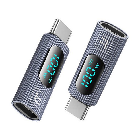 100W C to C타입 LED 디스플레이 고속충전 지원 OTG 젠더, 2개, 그레이, 3.85mm