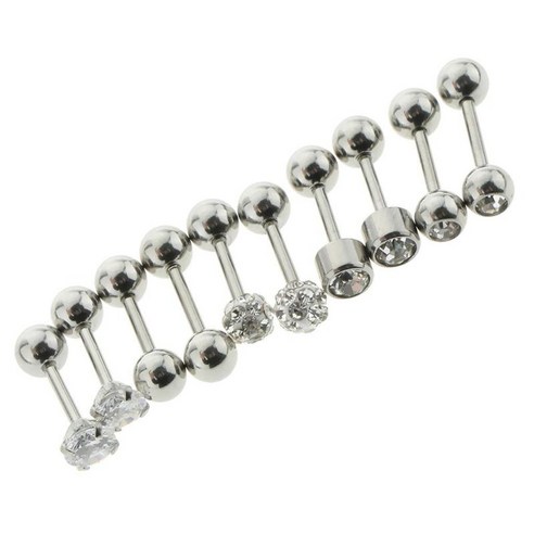 5 쌍 16g 큐빅 지르코니아 4mm 귀 스터드 바벨 피어싱 귀걸이 Tragus