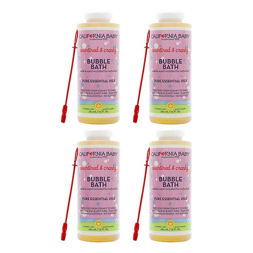 캘리포니아베이비 오버타이어드 & 크랭키 버블 배스 + 스틱 어린이 입욕제 2종 세트, 384ml, 4개