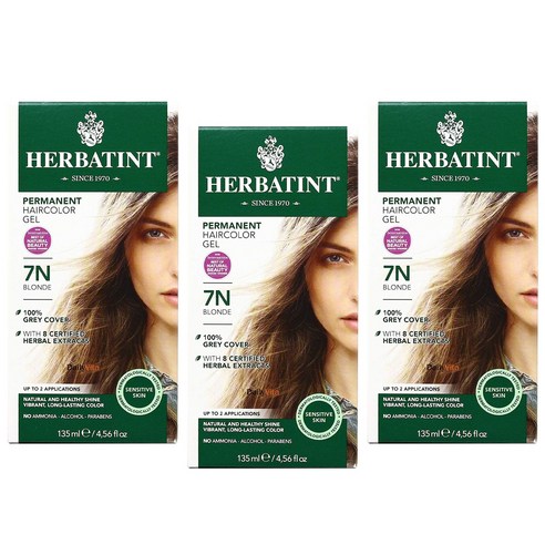 허버틴트 퍼머넌트 허벌 헤어컬러 젤 135ml, Blonde, 3개