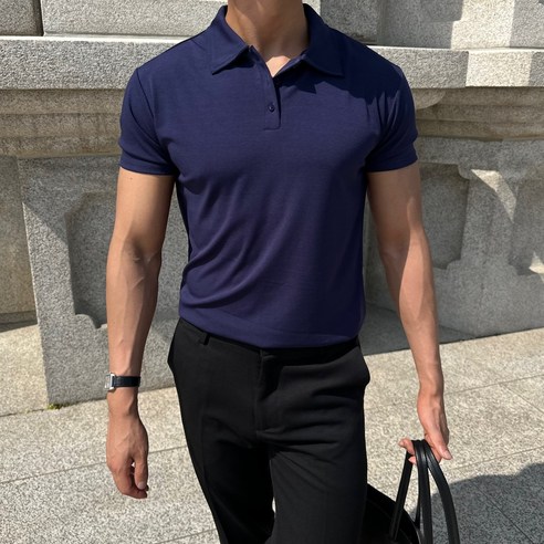 르위 남자 쿨링 기능성 머슬핏 카라티 반팔 티셔츠
