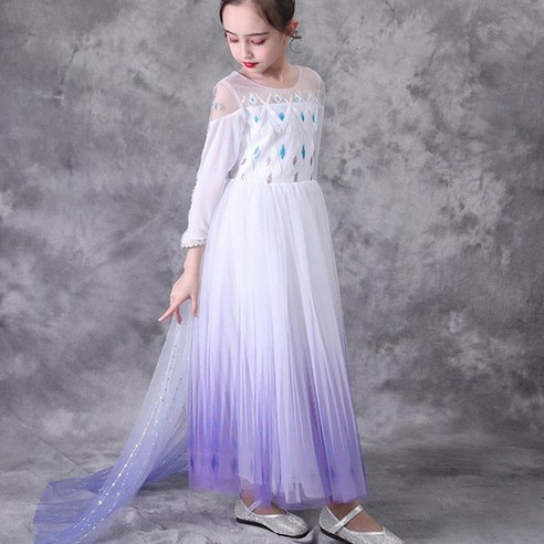 아이스쿨 프린세스 화이트 얼음 공주 드레스는 아름다운 디자인과 왕관, 요술봉이 포함된 중국 제조의 110호 사이즈 드레스입니다.
