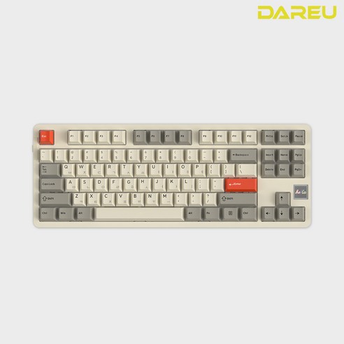 다얼유 A87 PRO LCD 유무선 퀵스왑 게이밍 기계식 키보드 (레트로 베이지, 한영 각인) – 저소음 머스타드 리니어 다얼유a950g
