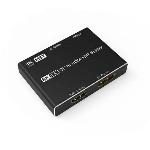 UHD 비디오 분배기 디스플레이포트-디스플레이포트 1.4 및 HDMI 2.1-호환 1x2 MST SST 허브 8K @ 30Hz 4K @ 120Hz 2K @ 240Hz 3D HDR 4, DP to HD and DP1