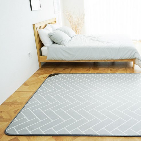 고급스러움과 따스함의 완벽 조화: 헤링본 그레이 온수매트 카페트