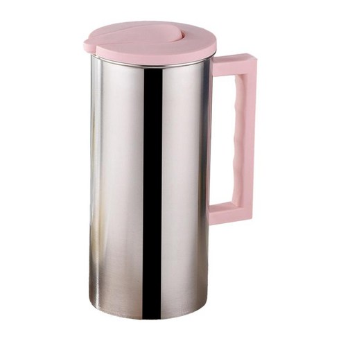 손잡이가있는 1.6L 금속 물 투수 및 뚜껑 금속 우유 투수 냉수 주전자 가정용 물 주전자, 분홍색, 10cmx23cm, 스테인레스 스틸