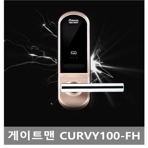 게이트맨 도어락 CURVY100-FH 손잡이 도어록, 번호키 카드키 4p + 게이트맨 보강판