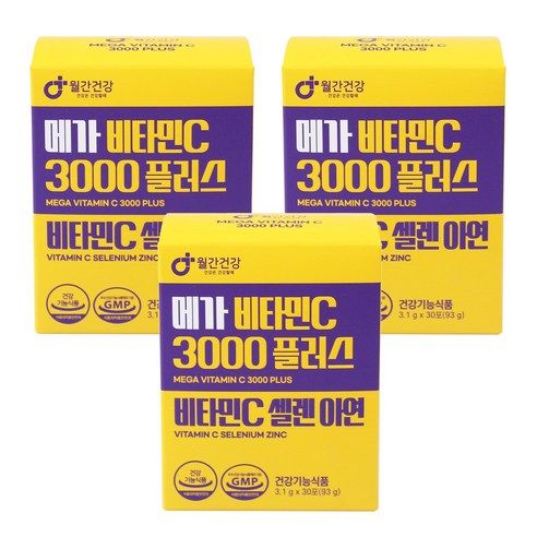 월간건강 메가 비타민C 3000 플러스 셀렌 아연, 93g, 3개