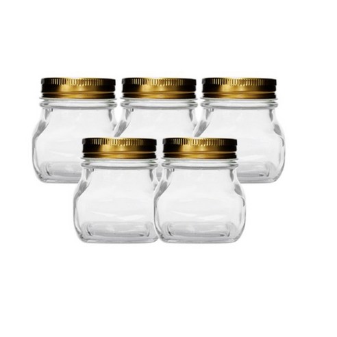 홈앤라이프 사각유리병 150 금속골드캡, 150ml, 5개입
